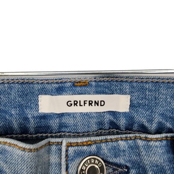 GRLFRND Distressed Straight Leg High Rise Reed Light Jeans In Last Stop Size 26 - Picture 2 of 6